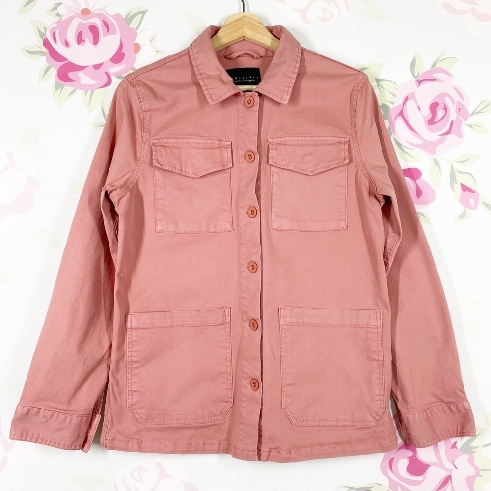 Sanctuary Clothing Salmon Pink Button Down Shirt Jacket Shacket S